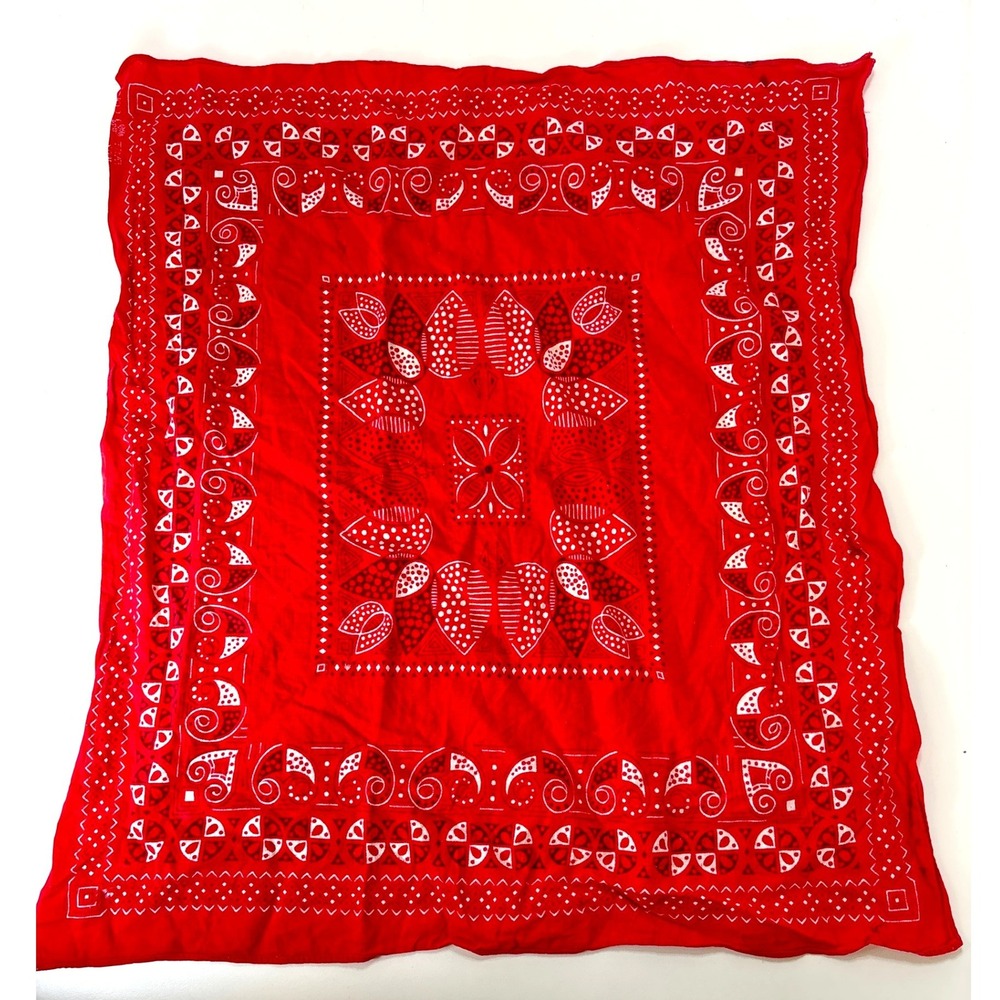Vintage Elephant Brand Red Fast Color Cotton Bandana Made in USA Biker Kerchief